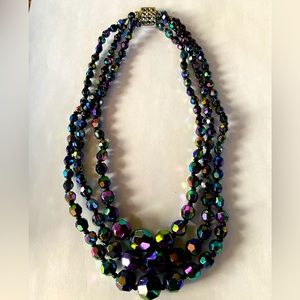Vintage Aurora Borealis crystal bead necklace